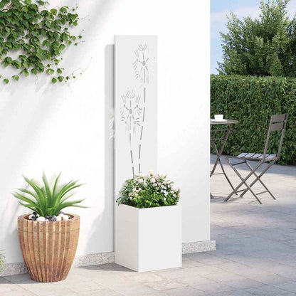 Blumentopf mit dekorativem Paneel Weiß 32 x 140 cm