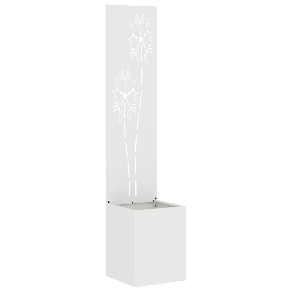 Blumentopf mit dekorativem Paneel Weiß 32 x 140 cm