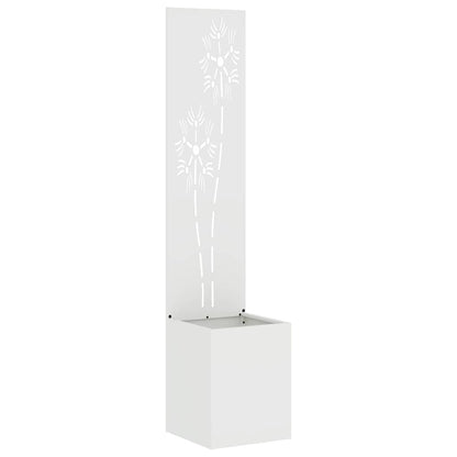 Blumentopf mit dekorativem Paneel Weiß 32 x 140 cm