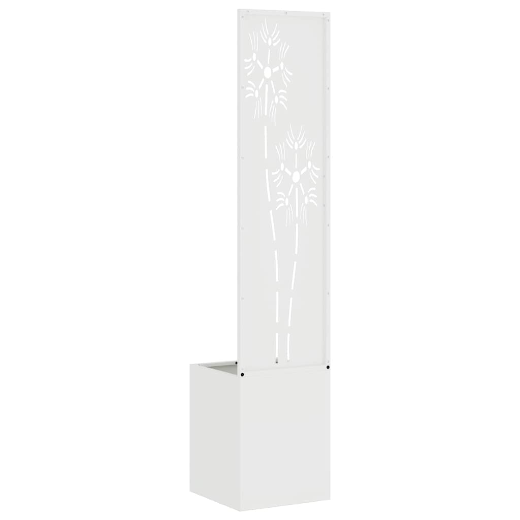 Blumentopf mit dekorativem Paneel Weiß 32 x 140 cm
