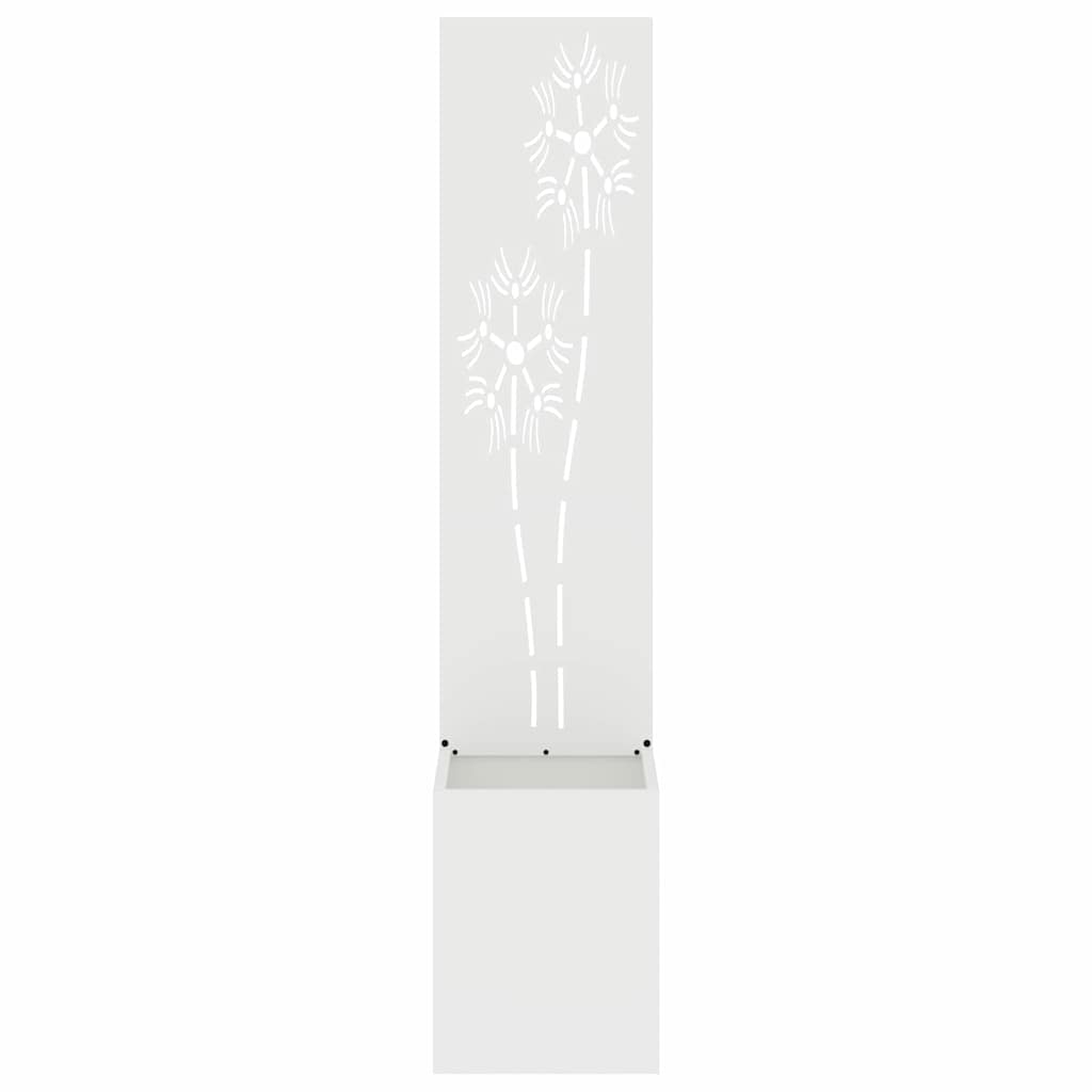 Blumentopf mit dekorativem Paneel Weiß 32 x 140 cm
