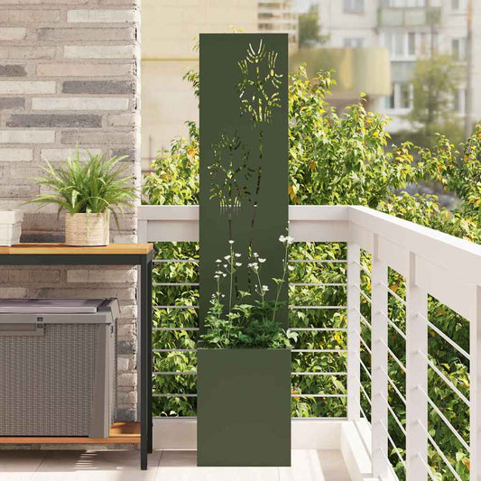 Blumentopf mit dekorativem Paneel Olivgrün 32 x 140 cm