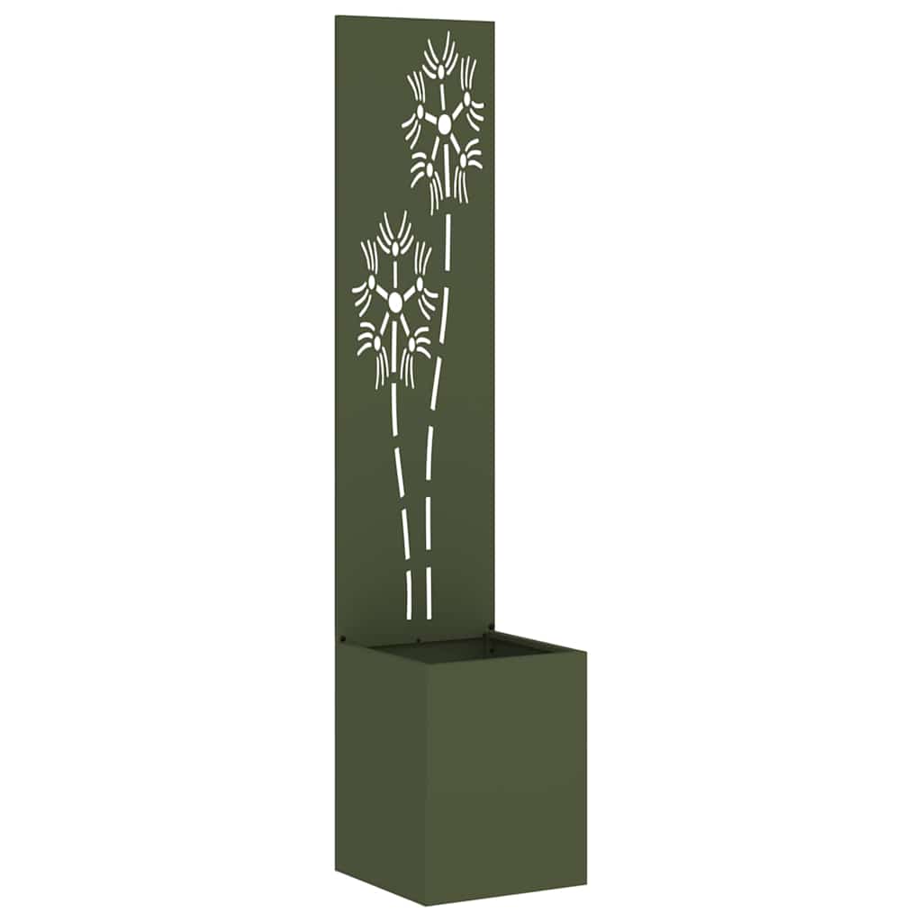 Blumentopf mit dekorativem Paneel Olivgrün 32 x 140 cm