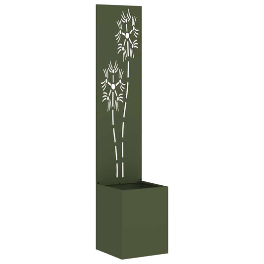 Blumentopf mit dekorativem Paneel Olivgrün 32 x 140 cm