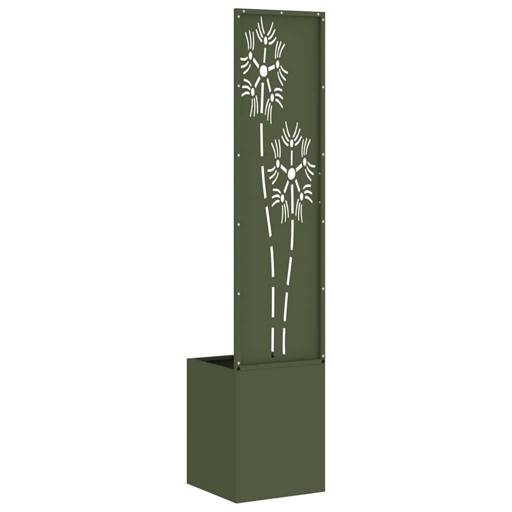 Blumentopf mit dekorativem Paneel Olivgrün 32 x 140 cm