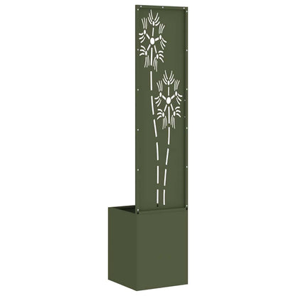 Blumentopf mit dekorativem Paneel Olivgrün 32 x 140 cm