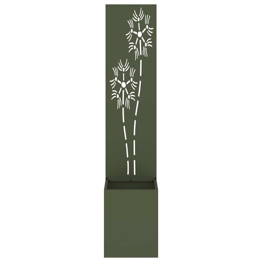 Blumentopf mit dekorativem Paneel Olivgrün 32 x 140 cm