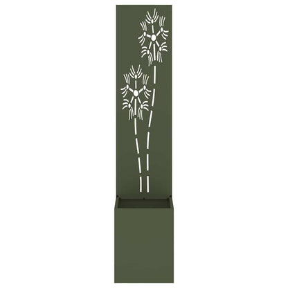 Blumentopf mit dekorativem Paneel Olivgrün 32 x 140 cm