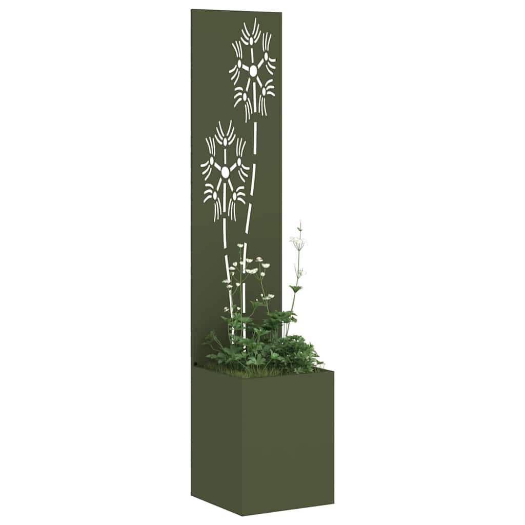 Blumentopf mit dekorativem Paneel Olivgrün 32 x 140 cm
