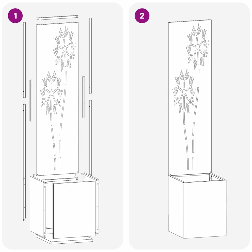Blumentopf mit dekorativem Paneel Silber 32 x 140 cm Edelstahl