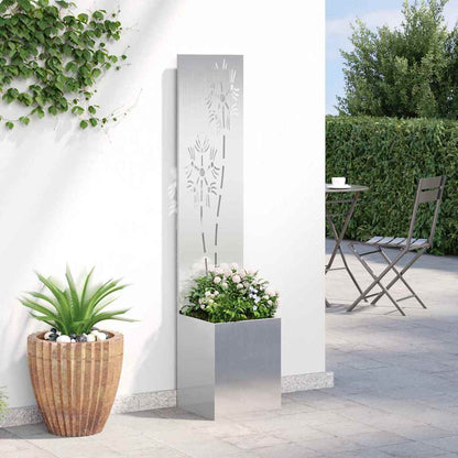 Blumentopf mit dekorativem Paneel Silber 32 x 140 cm Edelstahl