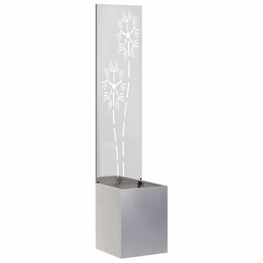 Blumentopf mit dekorativem Paneel Silber 32 x 140 cm Edelstahl