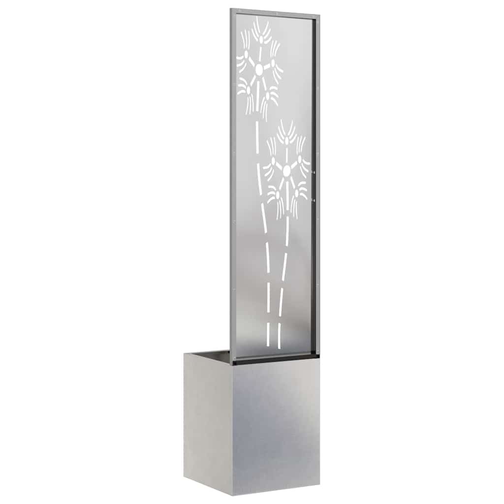Blumentopf mit dekorativem Paneel Silber 32 x 140 cm Edelstahl