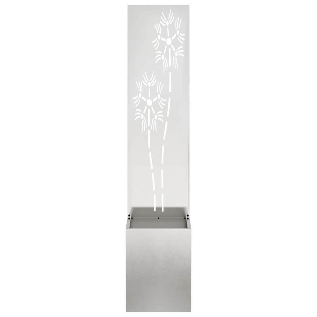 Blumentopf mit dekorativem Paneel Silber 32 x 140 cm Edelstahl