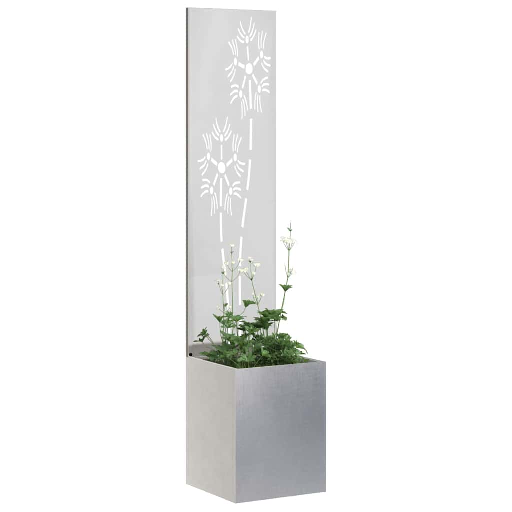 Blumentopf mit dekorativem Paneel Silber 32 x 140 cm Edelstahl