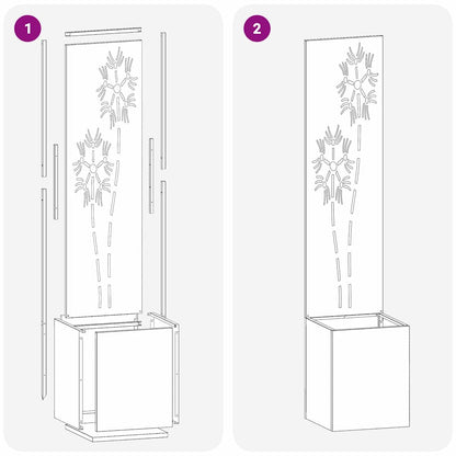 Blumentopf mit dekorativem Paneel Silber 32 x 140 cm