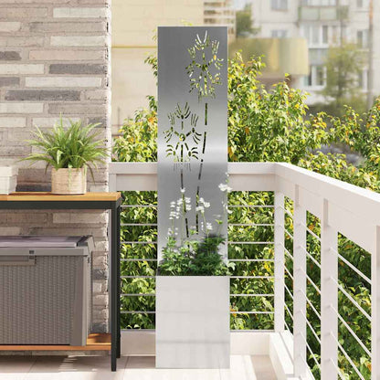 Blumentopf mit dekorativem Paneel Silber 32 x 140 cm