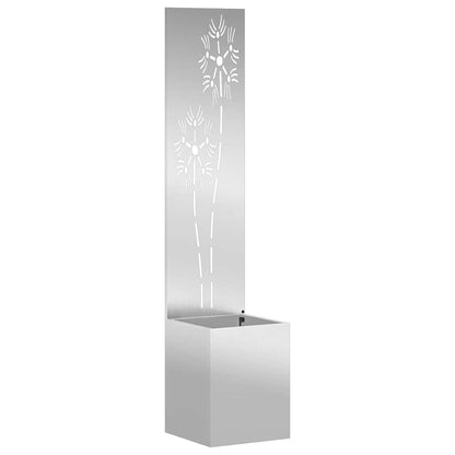 Blumentopf mit dekorativem Paneel Silber 32 x 140 cm