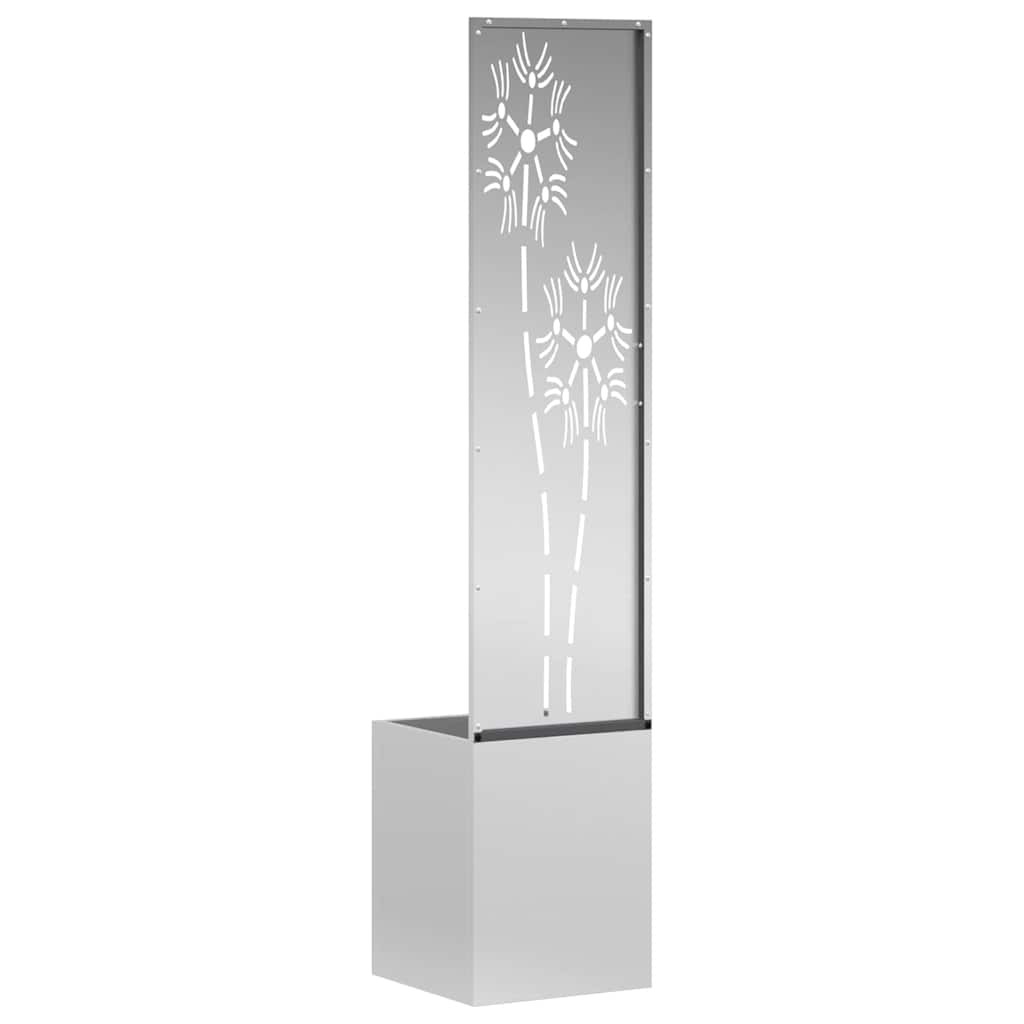 Blumentopf mit dekorativem Paneel Silber 32 x 140 cm