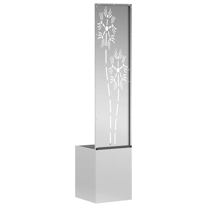 Blumentopf mit dekorativem Paneel Silber 32 x 140 cm