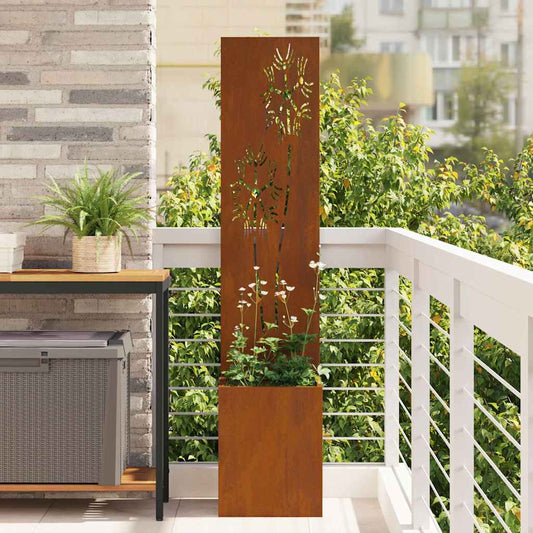 Blumentopf mit dekorativem Paneel Rostig 32 x 140 cm