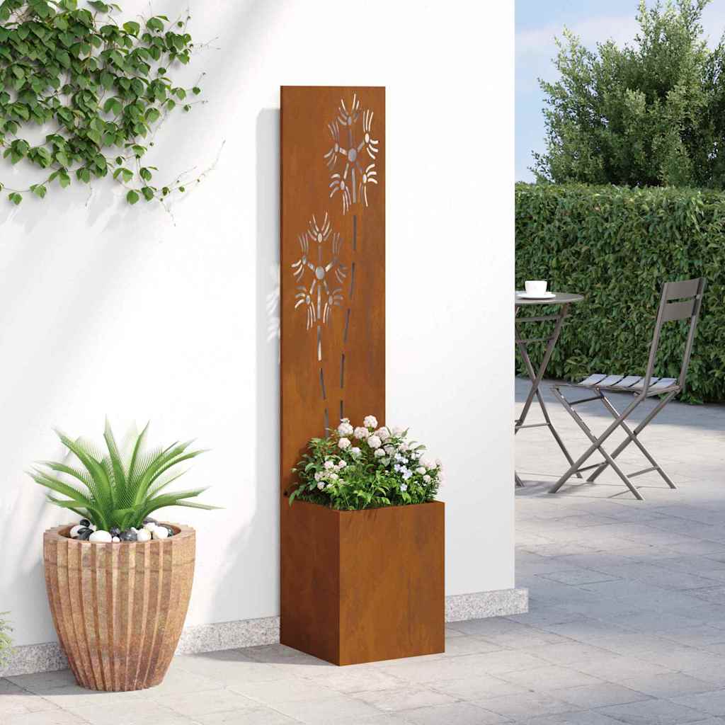 Blumentopf mit dekorativem Paneel Rostig 32 x 140 cm