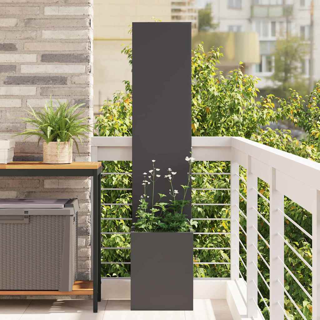 Blumentopf mit dekorativem Paneel Schwarz 32 x 140 cm