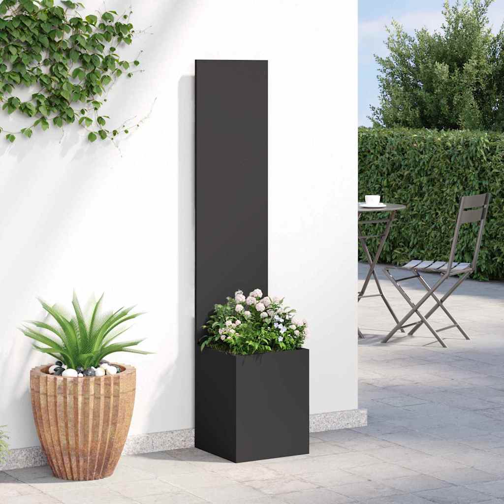 Blumentopf mit dekorativem Paneel Schwarz 32 x 140 cm