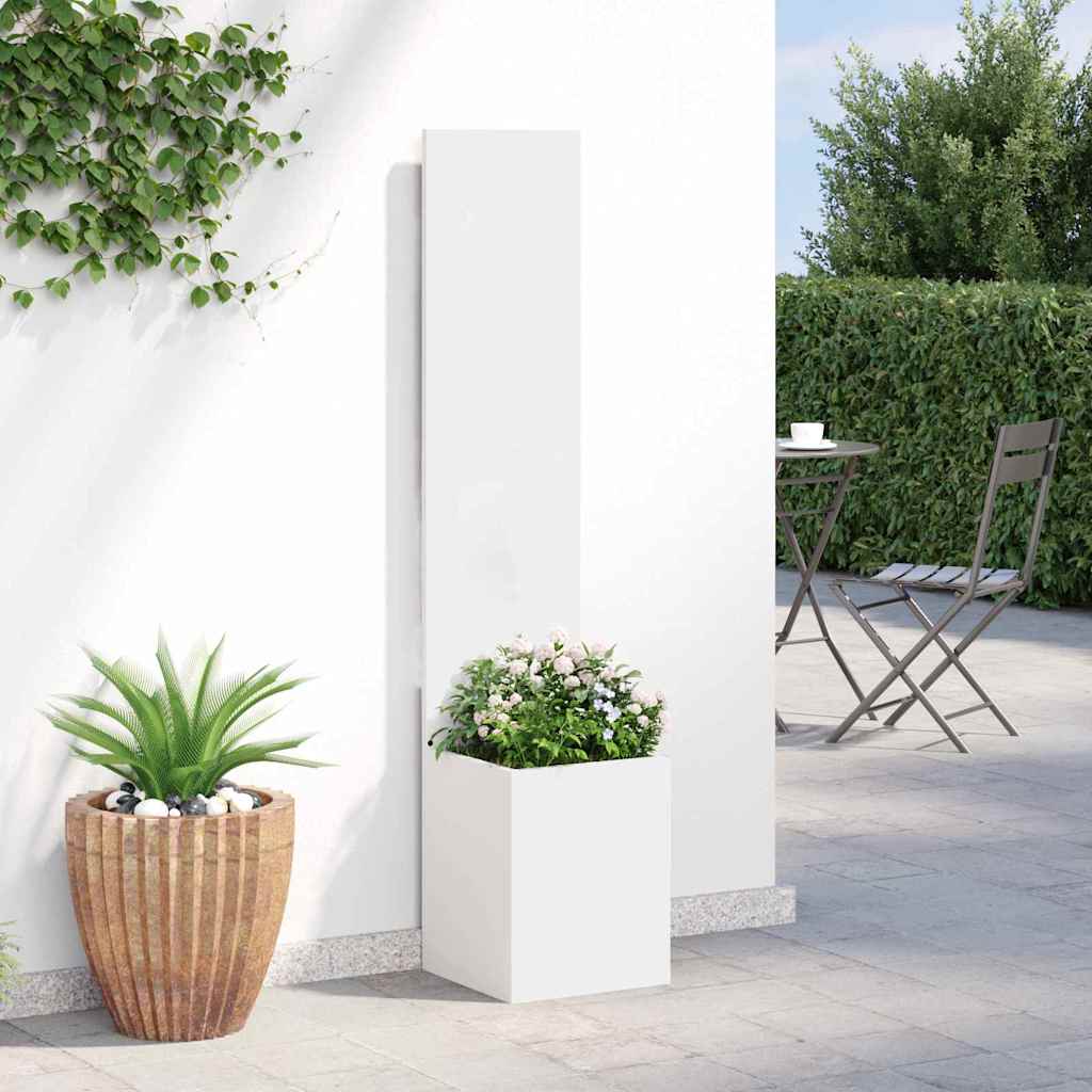 Blumentopf mit dekorativem Paneel Weiß 32 x 140 cm