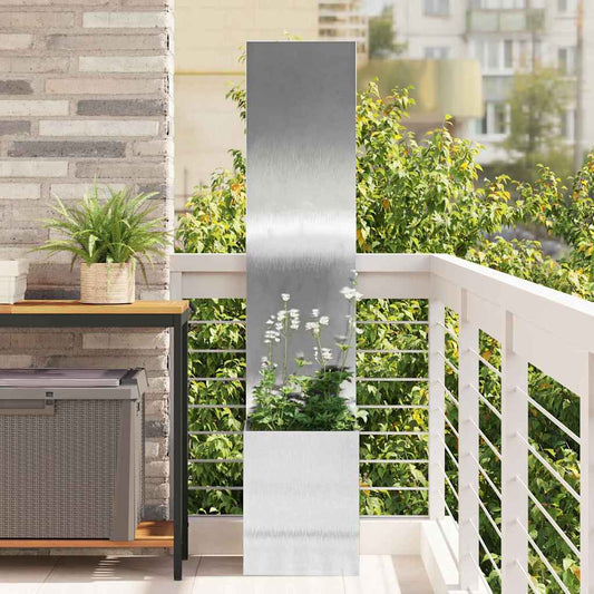Blumentopf mit dekorativem Paneel Silber 32 x 140 cm Edelstahl