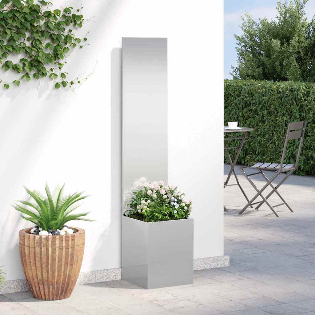Blumentopf mit dekorativem Paneel Silber 32 x 140 cm Edelstahl