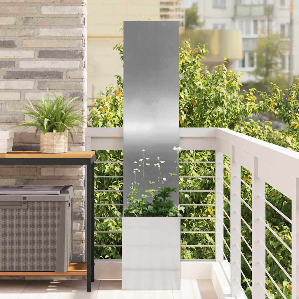 Blumentopf mit dekorativem Paneel Silber 32 x 140 cm