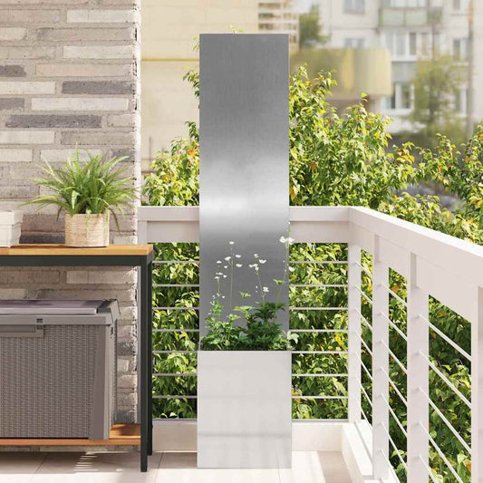 Blumentopf mit dekorativem Paneel Silber 32 x 140 cm