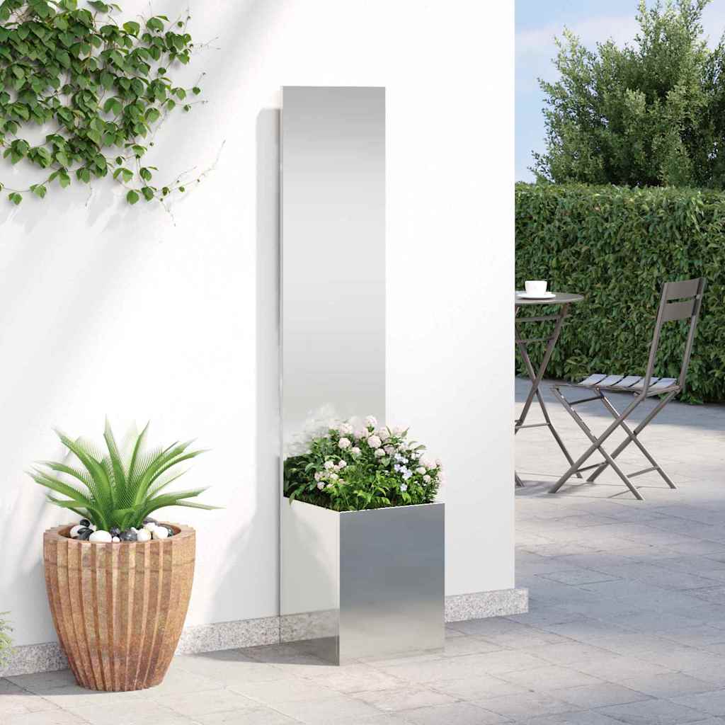 Blumentopf mit dekorativem Paneel Silber 32 x 140 cm