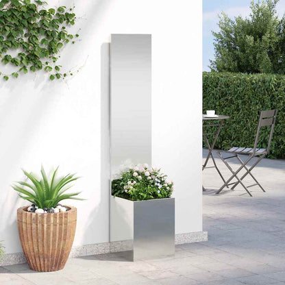 Blumentopf mit dekorativem Paneel Silber 32 x 140 cm