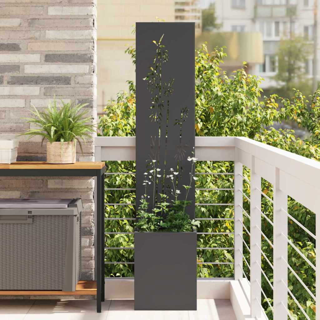 Blumentopf mit dekorativem Paneel Schwarz 32 x 140 cm