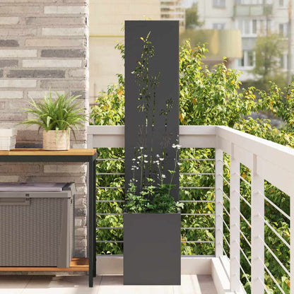 Blumentopf mit dekorativem Paneel Schwarz 32 x 140 cm
