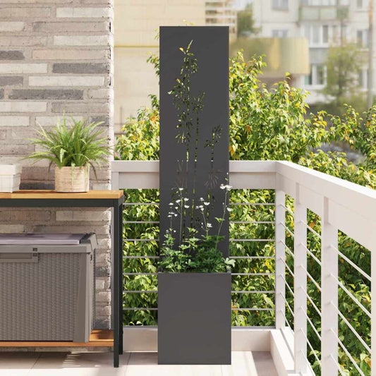 Blumentopf mit dekorativem Paneel Schwarz 32 x 140 cm