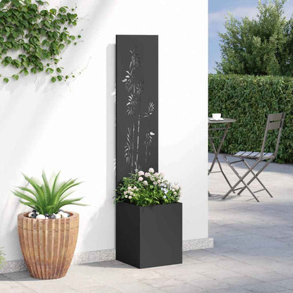 Blumentopf mit dekorativem Paneel Schwarz 32 x 140 cm
