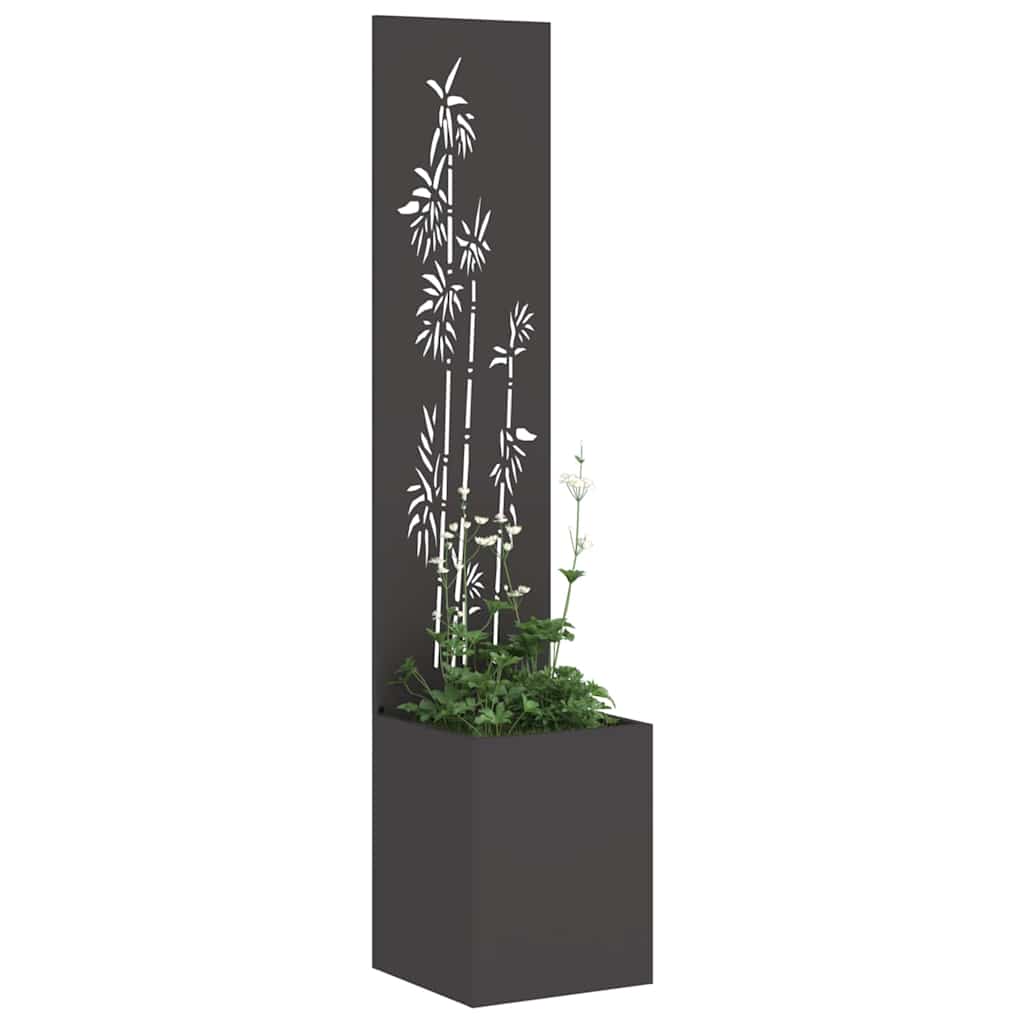 Blumentopf mit dekorativem Paneel Schwarz 32 x 140 cm