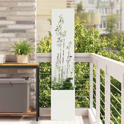 Blumentopf mit dekorativem Paneel Weiß 32 x 140 cm