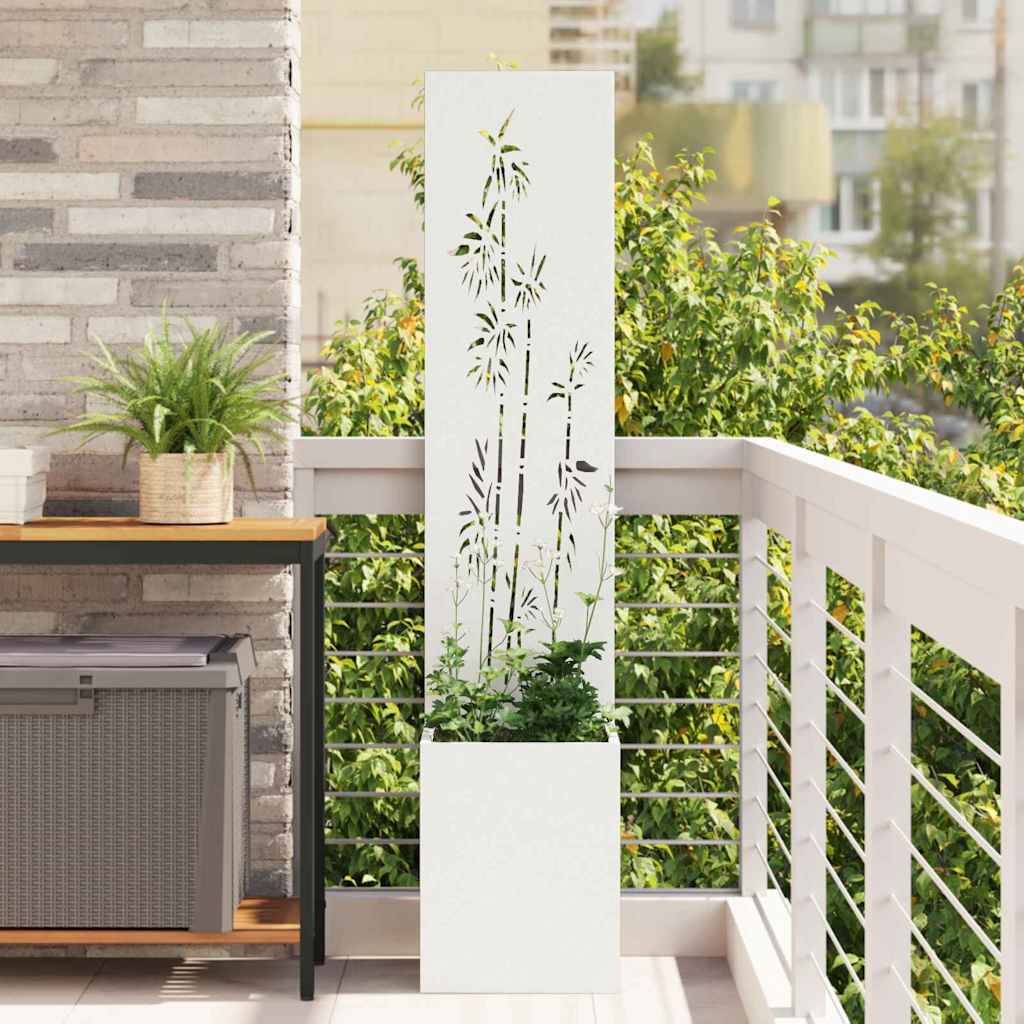 Garten Sichtschutz-Leinwand Floral Weiß 32 x 140 cm