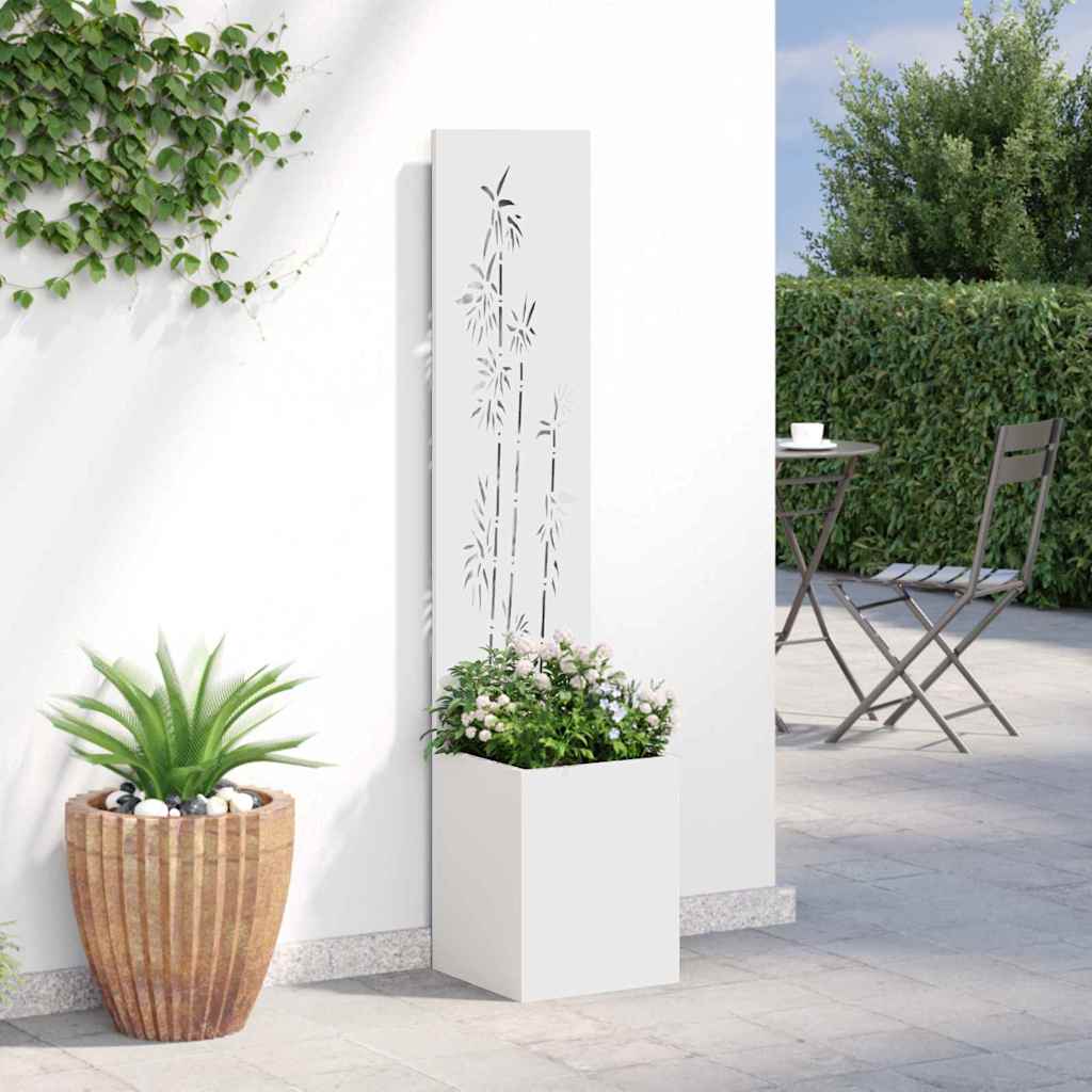Blumentopf mit dekorativem Paneel Weiß 32 x 140 cm