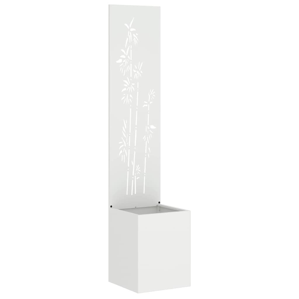 Blumentopf mit dekorativem Paneel Weiß 32 x 140 cm