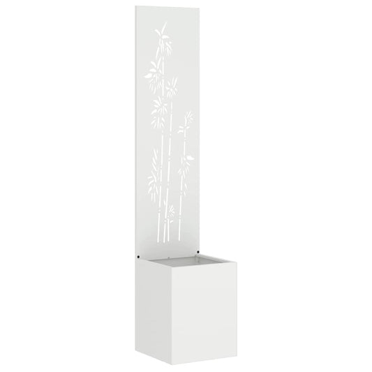 Blumentopf mit dekorativem Paneel Weiß 32 x 140 cm
