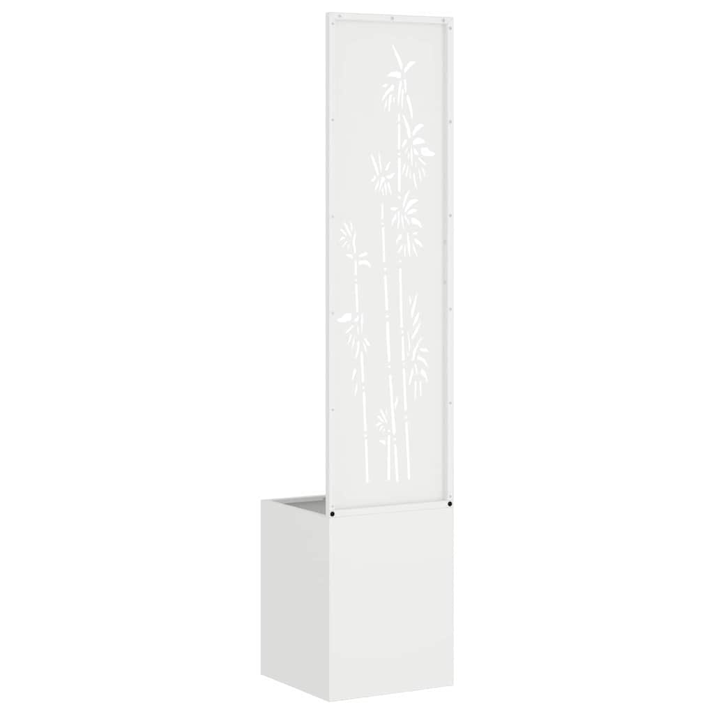 Blumentopf mit dekorativem Paneel Weiß 32 x 140 cm