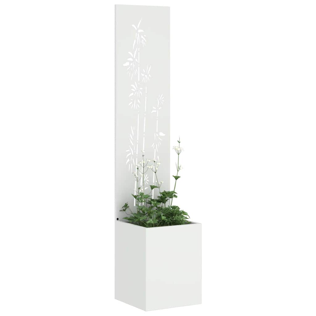 Blumentopf mit dekorativem Paneel Weiß 32 x 140 cm