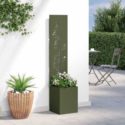 Blumentopf mit dekorativem Paneel Olivgrün 32 x 140 cm