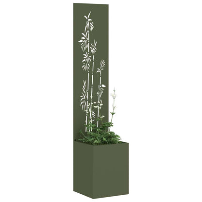 Blumentopf mit dekorativem Paneel Olivgrün 32 x 140 cm