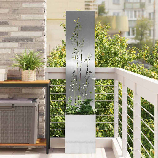 Blumentopf mit dekorativem Paneel Silber 32 x 140 cm Edelstahl
